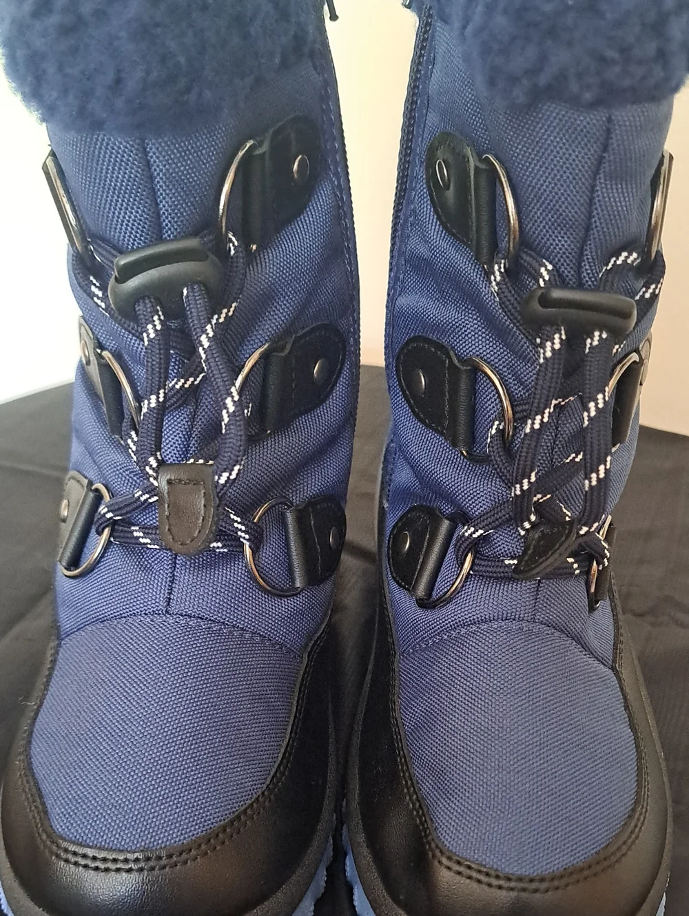 Dream Pairs Boys Navy Blue Faux-Fur Lace-Up Winter Boots
